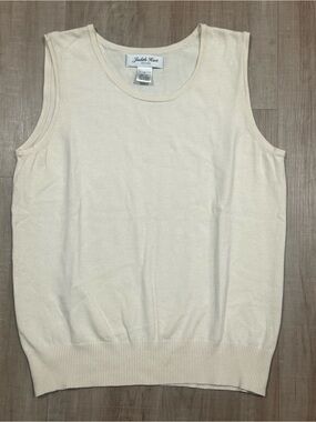 Judith Hart Silk Blend Sleeveless Sweater Tank Cream Minimalist Quiet Luxury L